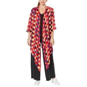NEW Curations Orange Patterned Geometric Cardigan